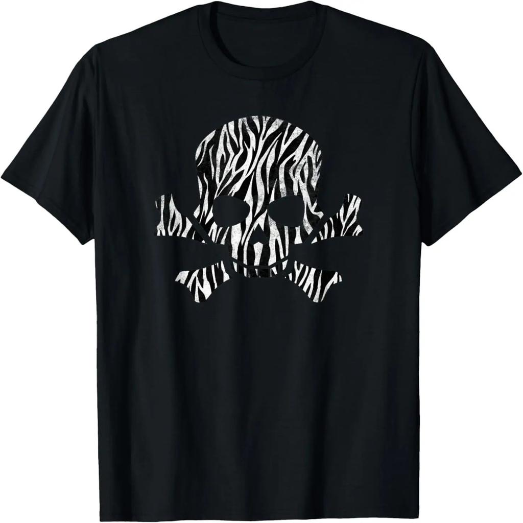 Zebra Print Skull And Crossbones Graphic T-Shirt