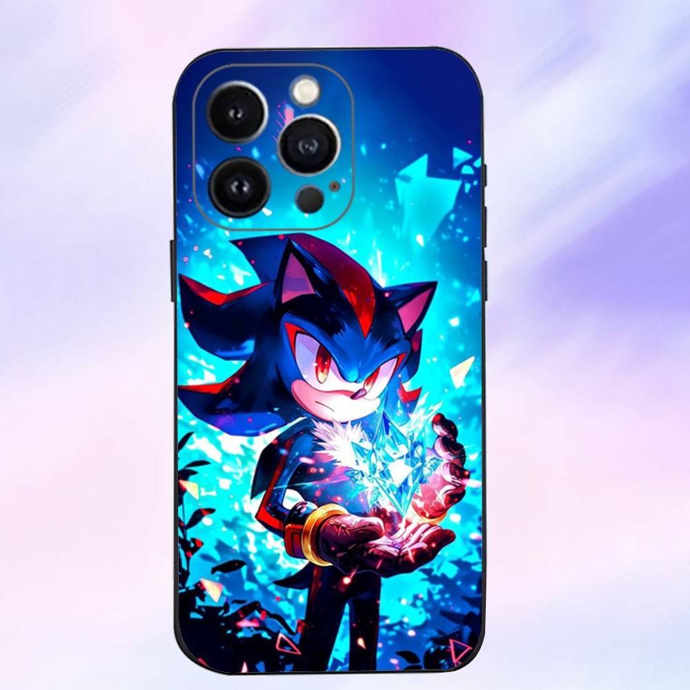 Anime The Hedgehog Shadow Phone Case For iPhone 16,15,14,13,12,11 Plus,Pro Max,XS,X,XR,SE,Mini,8,7,Soft Silicone Black Cover