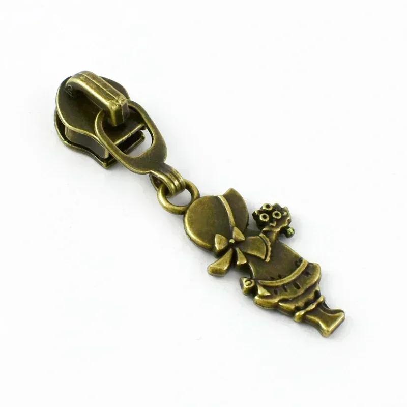 Meetee 5-20 шт. 5# Слайдер для нейлоновых молний, головка молнии из цинкового сплава, декор, бронзовый пуллер для молний, аксессуары для шитья куртки, пальто