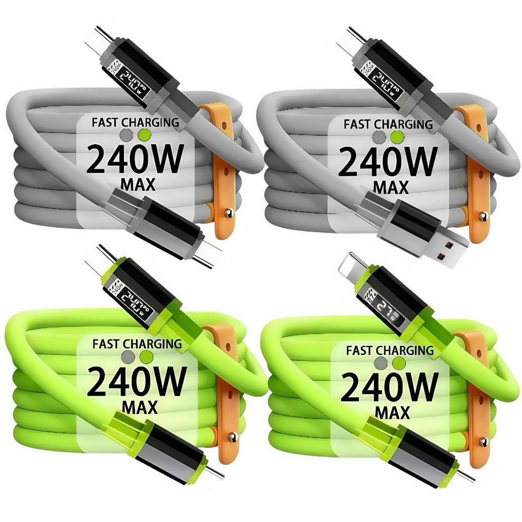 Интеллектуальный кабель для быстрой зарядки 240 Вт для устройств Apple, Huawei и Type-C