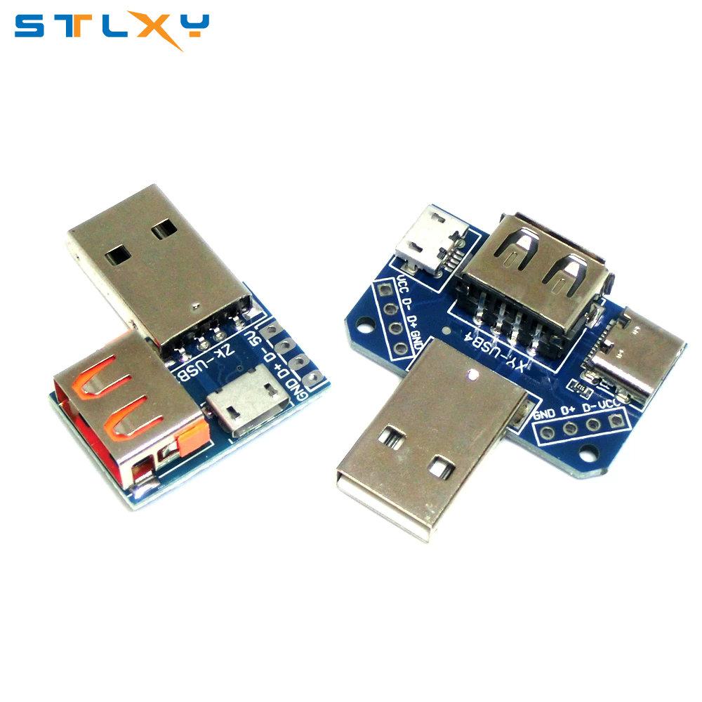 USB Head Switchboard Male USB Connector to Type-c Micro USB Female USB 2.54-4P transfer test board USB adapter plate XY-USB4