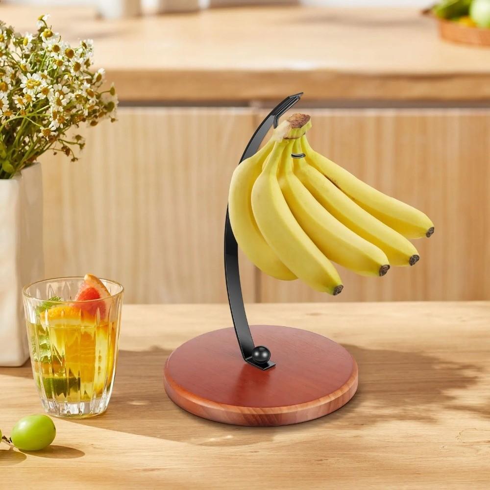 Stable Stand Banana Hanger Rack With Wood Base Fruit Storage Holder Creative Fruit Hanger Kitchen