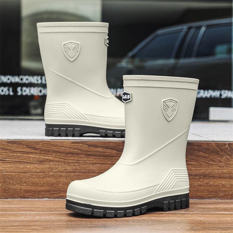 Мужские модные резиновые сапоги до середины икры, водонепроницаемые, для автомойки, рыбалки, работы, мужские резиновые галоши, боты от дождя
