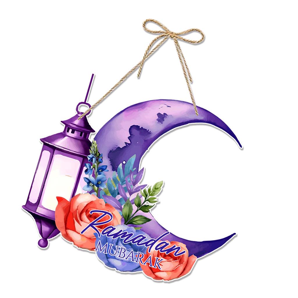 Eid Mubarak Moon Hanging Decorations Elegant Ramadan Paper Door Hanging Sign Display Accessory For Holiday Atmosphere