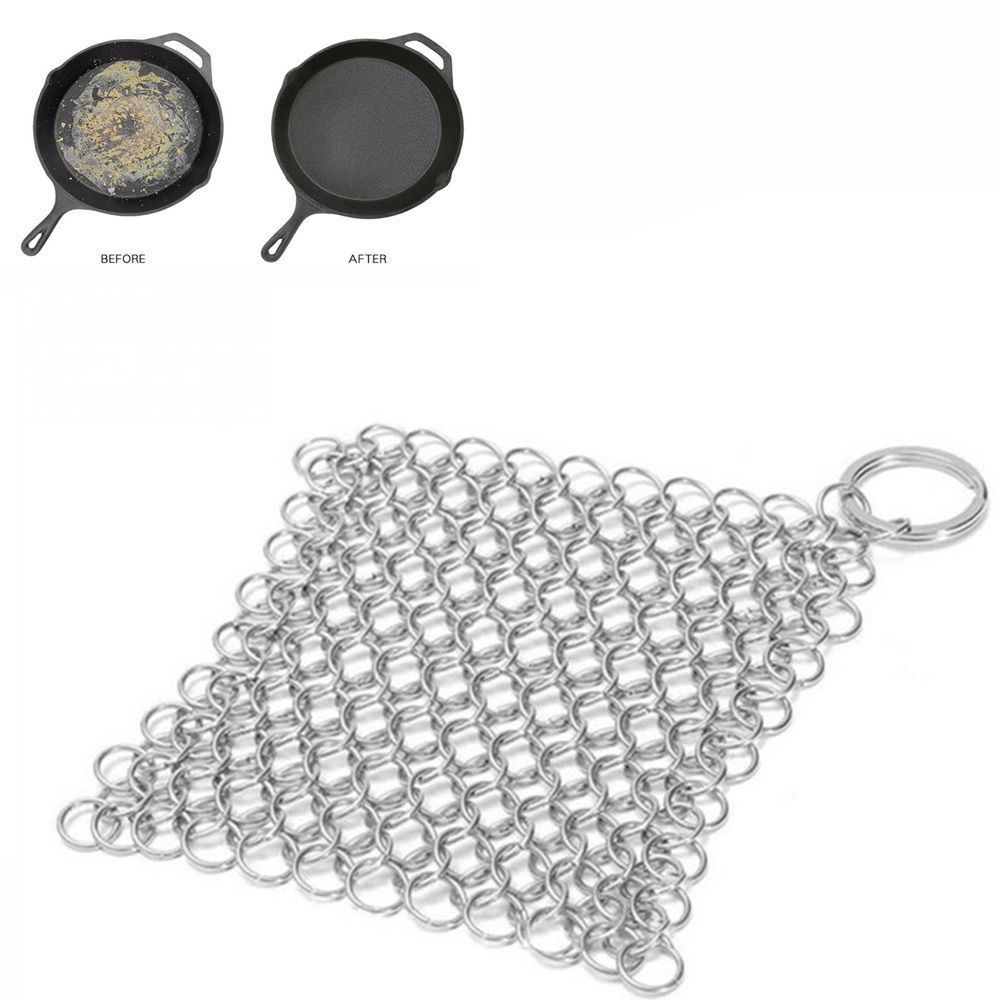 Wok Cleaning Circular Ring Chainmail Cast Iron Cleaner Pan Brush Kitchen Tool Stainless Steel