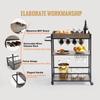 VEVOR 3-Tier Bar Wine Rack Cart Kitchen Food Truck On Wheels Vintage Mobile Serving Trolley w/MDF Board Steel Frame 110/300lbs