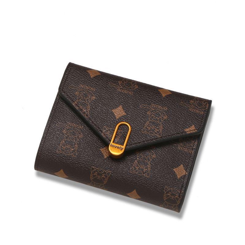 2024 Модный женский кошелек тройного сложения: Компактный дизайн с несколькими отделениями для карт и кошельком для монет