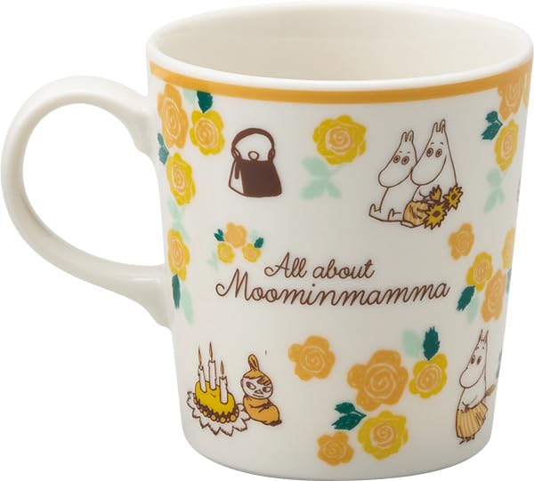 Керамическая кружка Муми-тролль, диаметр х 9 см высота, в печатной подарочной коробке Yamaka Made in, желтая, 8,5 см (300мл), коробка. Shoten, Япония, MM7802-11