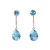 18K Earrings Blue Topaz 18K Drop K18 Yellow Gold Swaying November Birthstone [Barzaz]