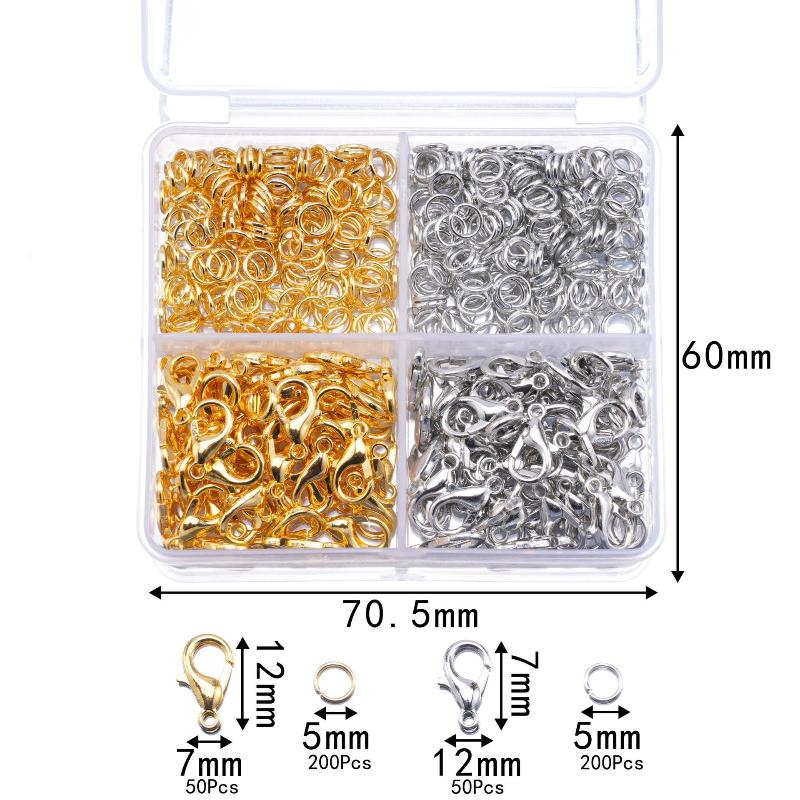 500Pcs/Box Jewelry Making Kit Lobster Clasps & Jump Rings With Box For Diy Chain Necklace Bracelet Anklet Supplies Connectors