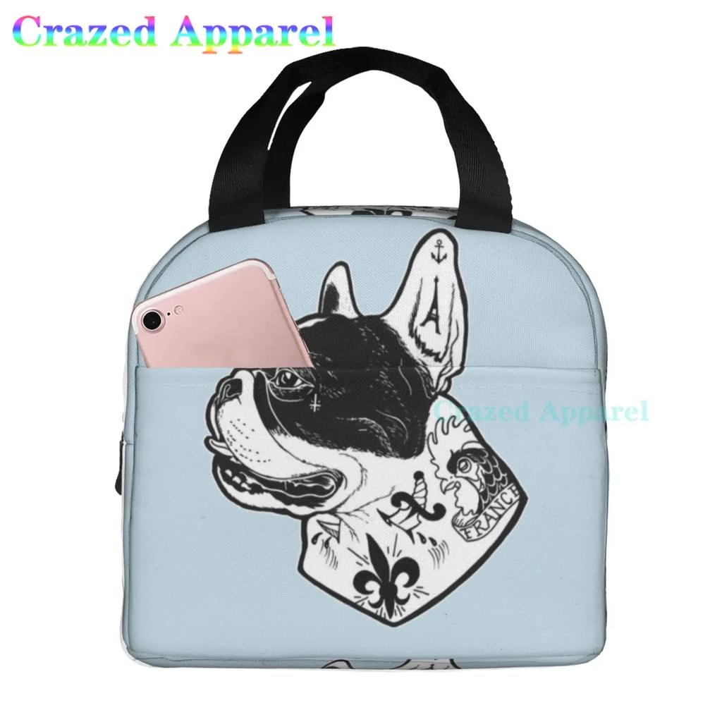 Утепленная сумка для ланча French Bulldogs Dog для женщин, мужчин и детей, большая и многоразовая, с ручкой, с возможностью заморозки для поездок на работу и в школу