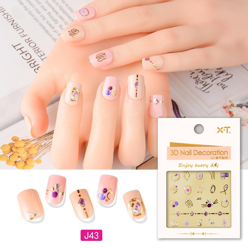 3D Three-dimensional Hot Stamping Nail Decals Star and Moon Sapphire Color Imitation Diamond Self-adhesive Nail Art Sticker DIY Jewelry