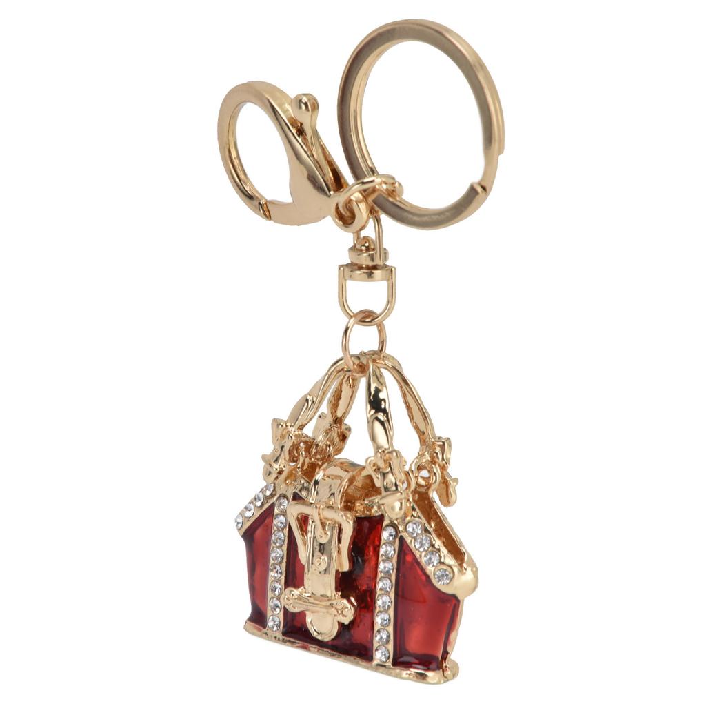 Women Keychain Diamante Handbag Personalised Keyrings for Women Girls Car Key Ring Crafts BagsRed