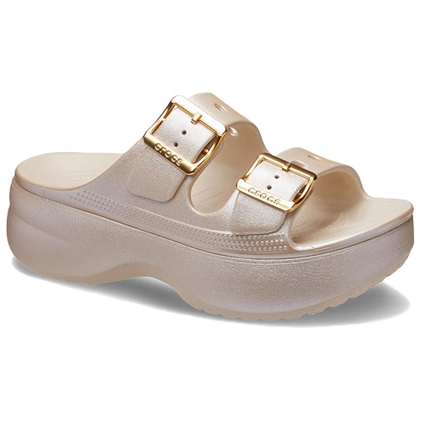 Crocs Классические Сандалии-Слипоны с Металлической Пряжкой Cloud Comfort Женские Сандалии Бежевый Золотой 215552-2TC