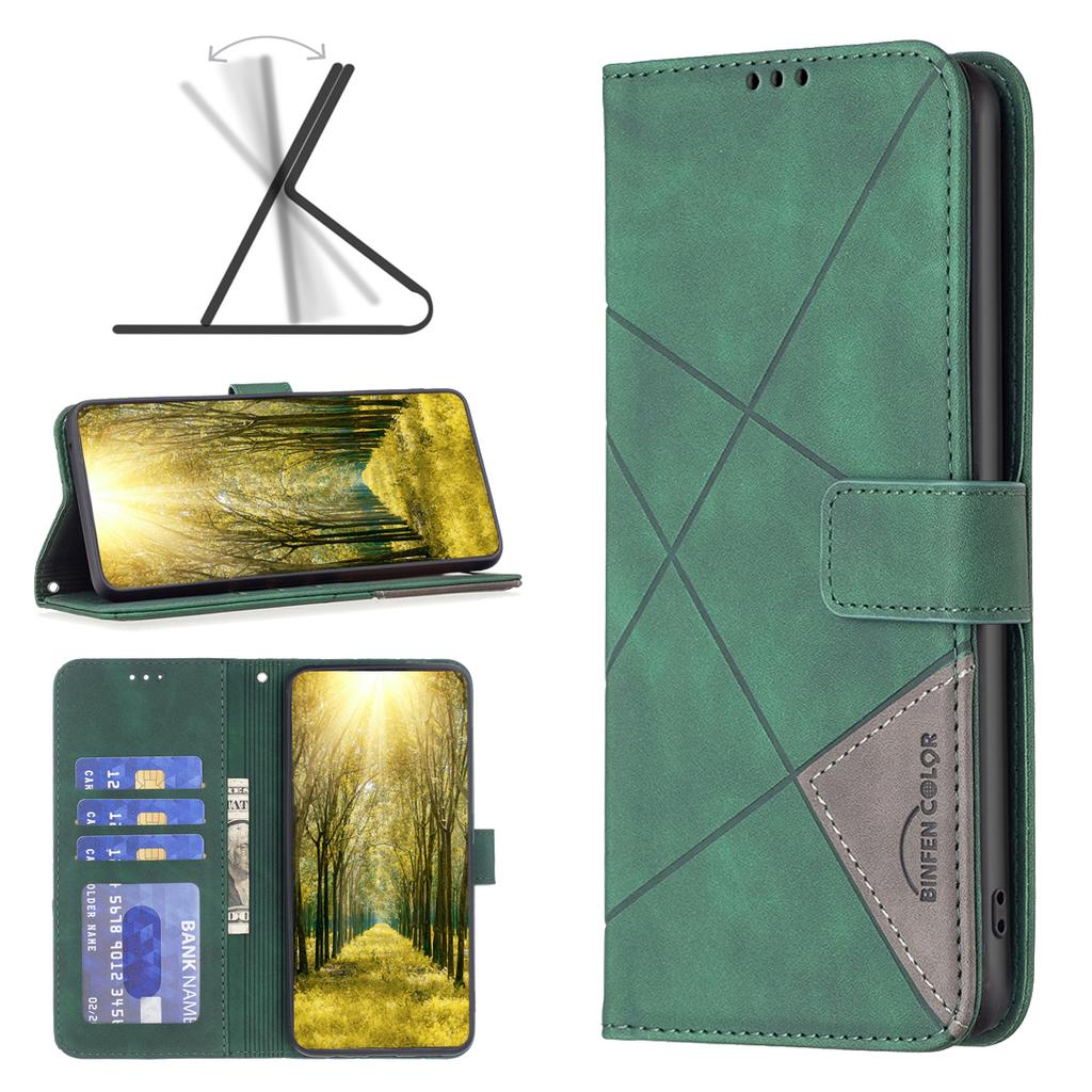 BINFEN COLOR For Xiaomi Redmi A3 4G/Poco C61 4G Phone Cases Wallet Stand Geometry Imprinted Leather Cover