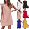 Женское летнее повседневное платье с круглым вырезом и однотонным рукавом