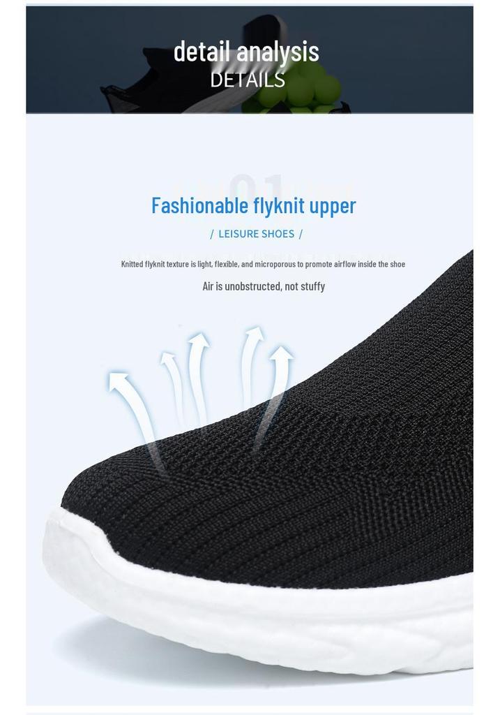 Мужские спортивные слипоны из сетки Flyknit – Удобные, дышащие и повседневные кроссовки для ходьбы