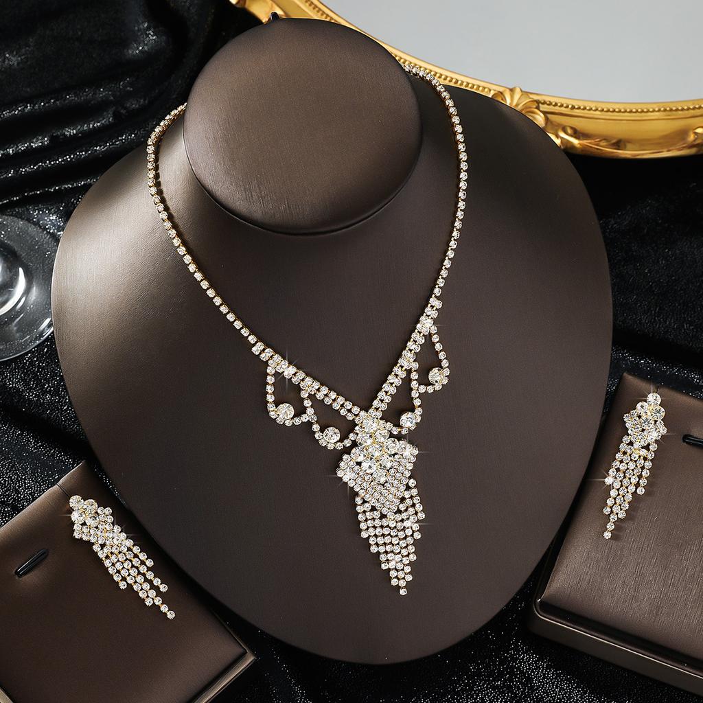 Jewelry Set Two-Piece Claw Chain Tassel Rhinestone Imitation Pearl Bridal Wedding Dress Accessories Photography