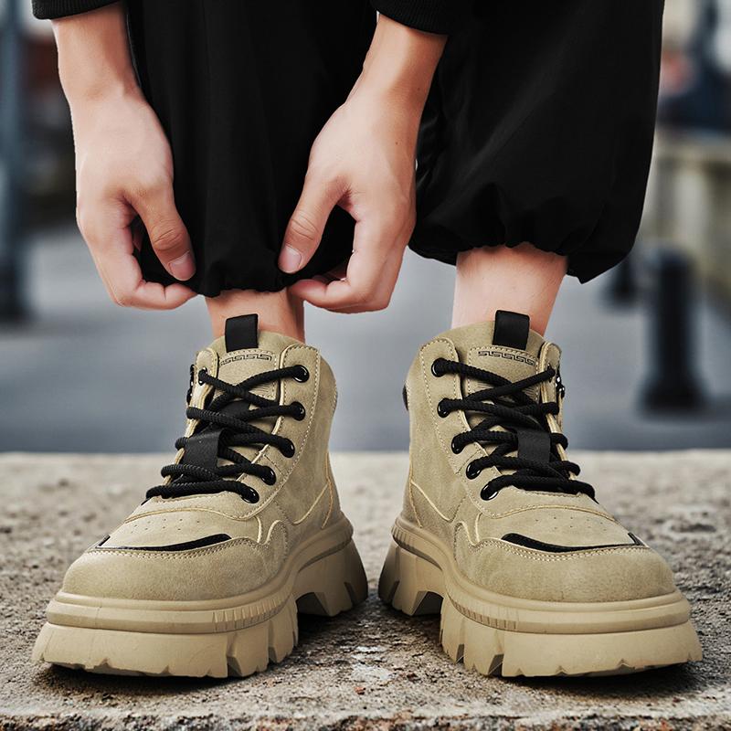 Новые модные осенние и зимние мужские высокие ботинки martin для студентов, трендовые рабочие туфли на мягкой подошве для мальчиков, кроссовки Martin с защитой труда