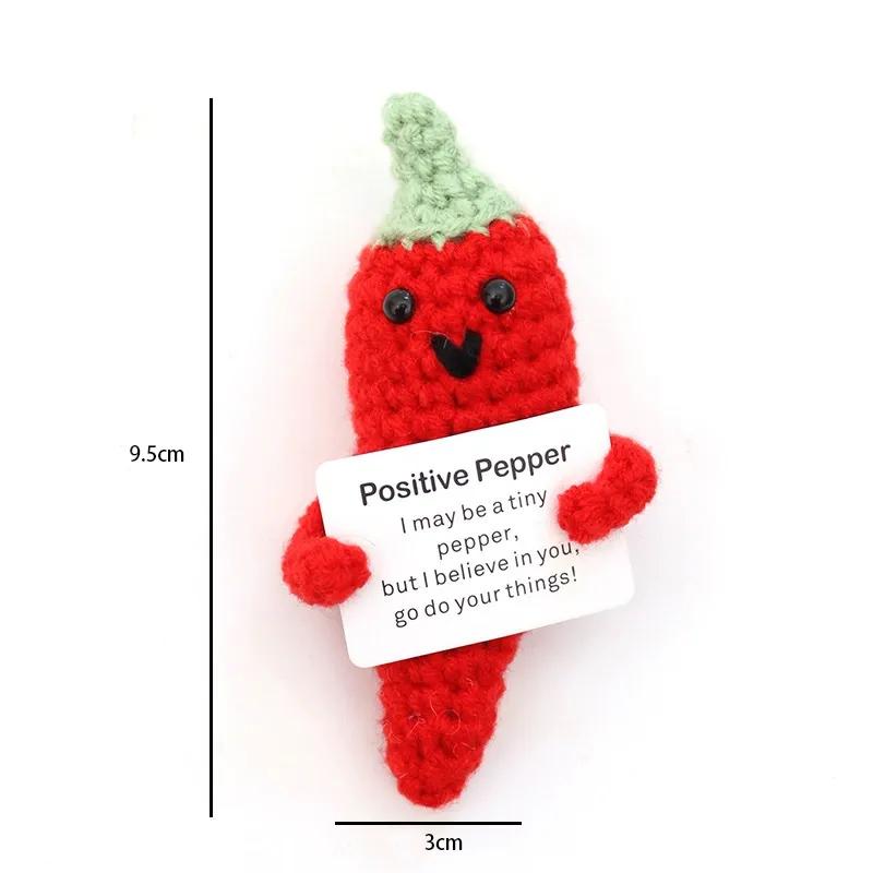 Mini Positive Potato Funny Avocado Duck Cute Knitted Crochet Doll with Card for Women Men Mom Dad Friend Birthday Cheer Up Gifts