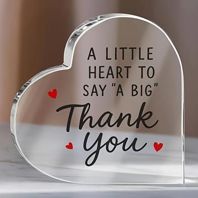Винтажная акриловая табличка, акриловая табличка «Спасибо» в форме сердца, идеальный подарок для женщин, мужчин, семьи, коллег, начальников, учителей и друзей