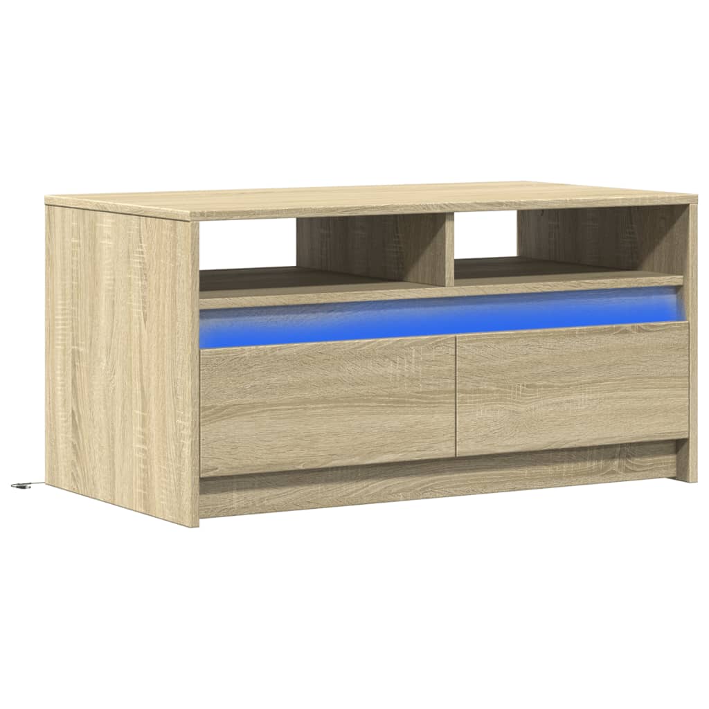 Vidaxl Stolik Kawowy Z Led, Dąb Sonoma, Materiał Drewnopochodny
