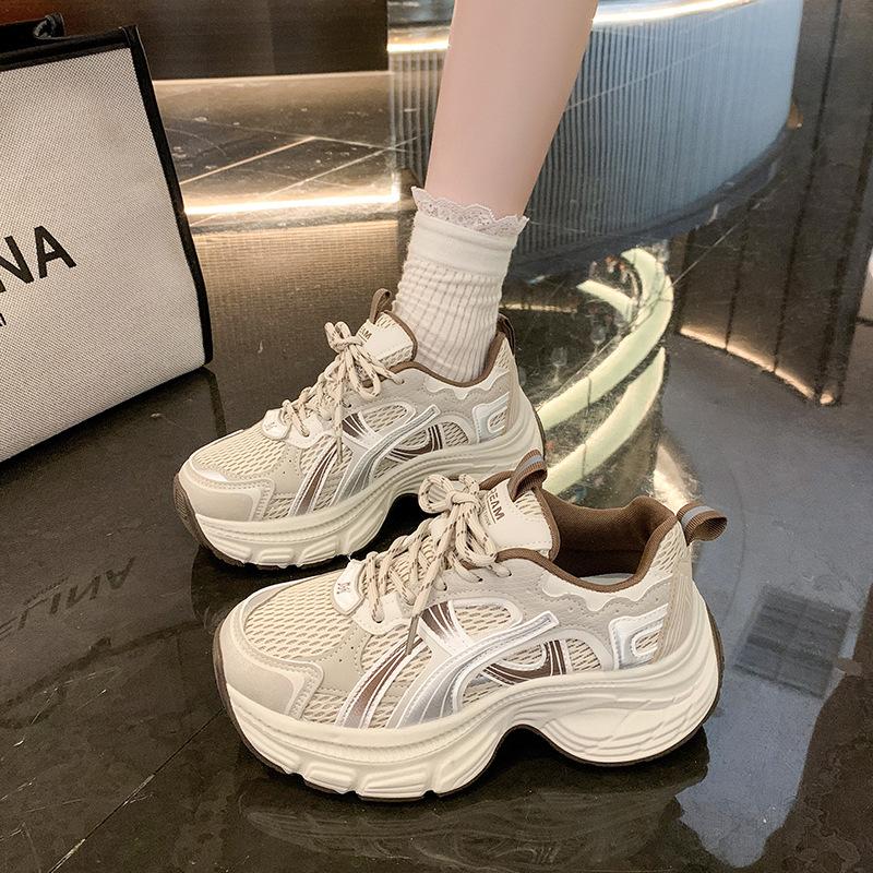 Платформенные кроссовки dad shoes женские 2025 осень новые платформенные туфли-маффины на высокой подошве универсальные спортивные и повседневные туфли одинарные туфли женские