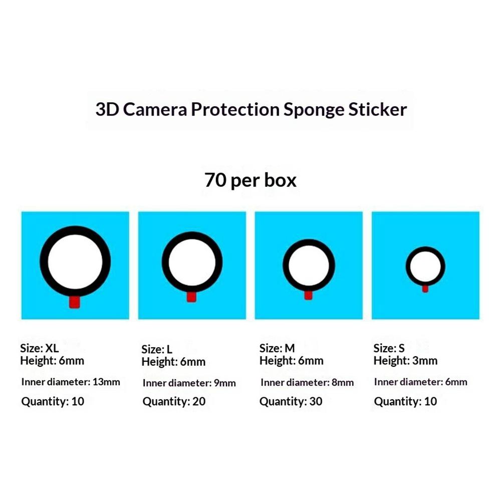WYLIE 70Pcs 3D Camera Protection Sponge Stickers Phone Camera Repair Protective Rings