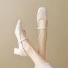 French High Heels Female One Strap Shallow Mouth Fairy Style Mary Jane Shoes Thick Heeled Single Shoes Female