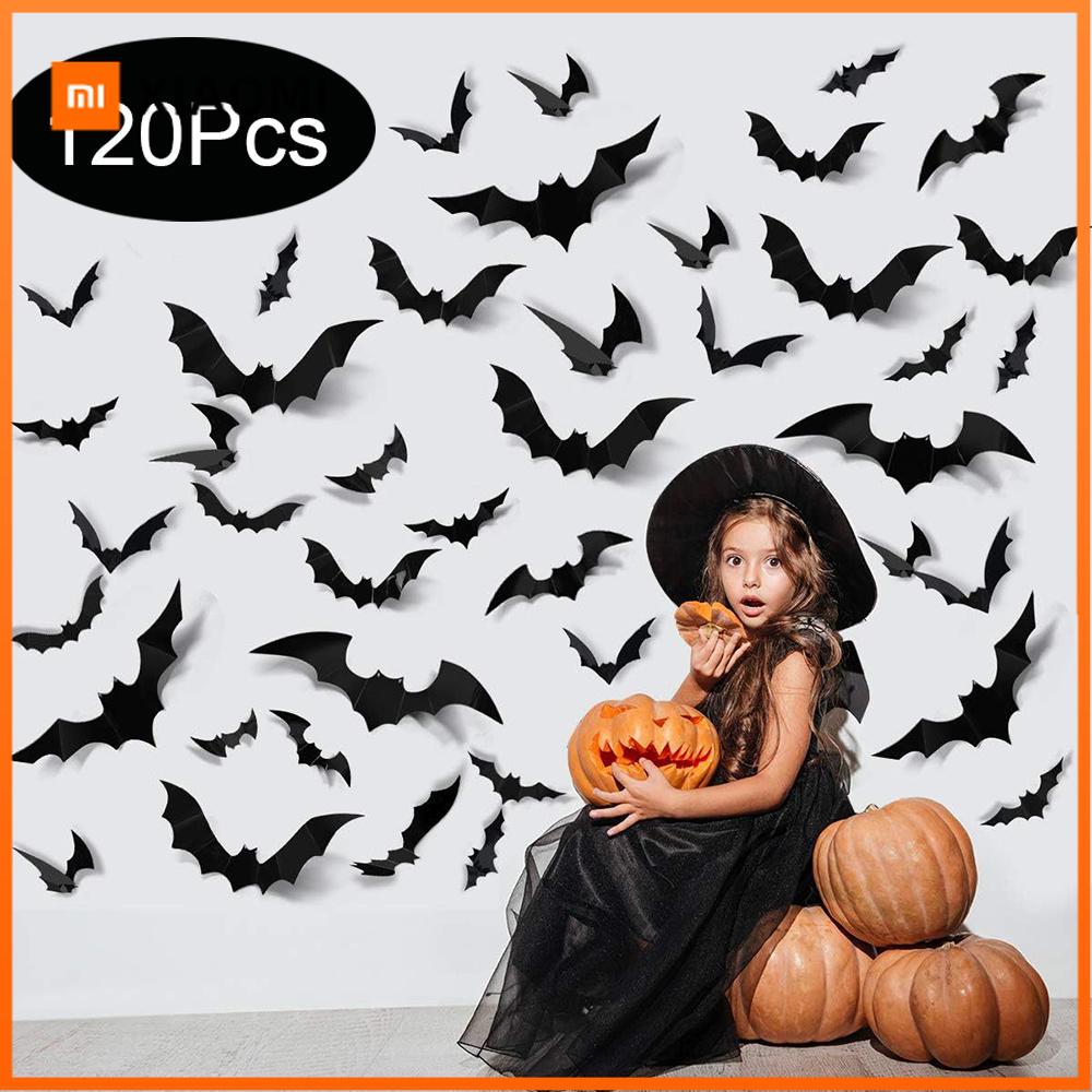 Xiaomi 12pcs Halloween Bats Decorations,3D Pvc Bat on The Wall,Black Bats Wall Stickers,Halloween Scary Props