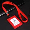 PU Leather Coin Purse Neck Strap Stationery Business Card Holder with Lanyard ID Desk Organizer Badge Holder Bus Cards Cover