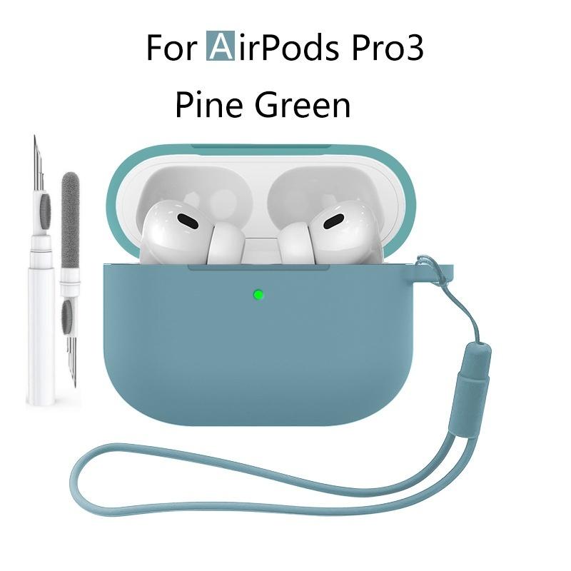 Новый 2025 Чехол для Apple Airpods Pro 3 Мягкий силиконовый Полная защитная крышка с чистящим набором и брелком для чехла Airpods Pro 3