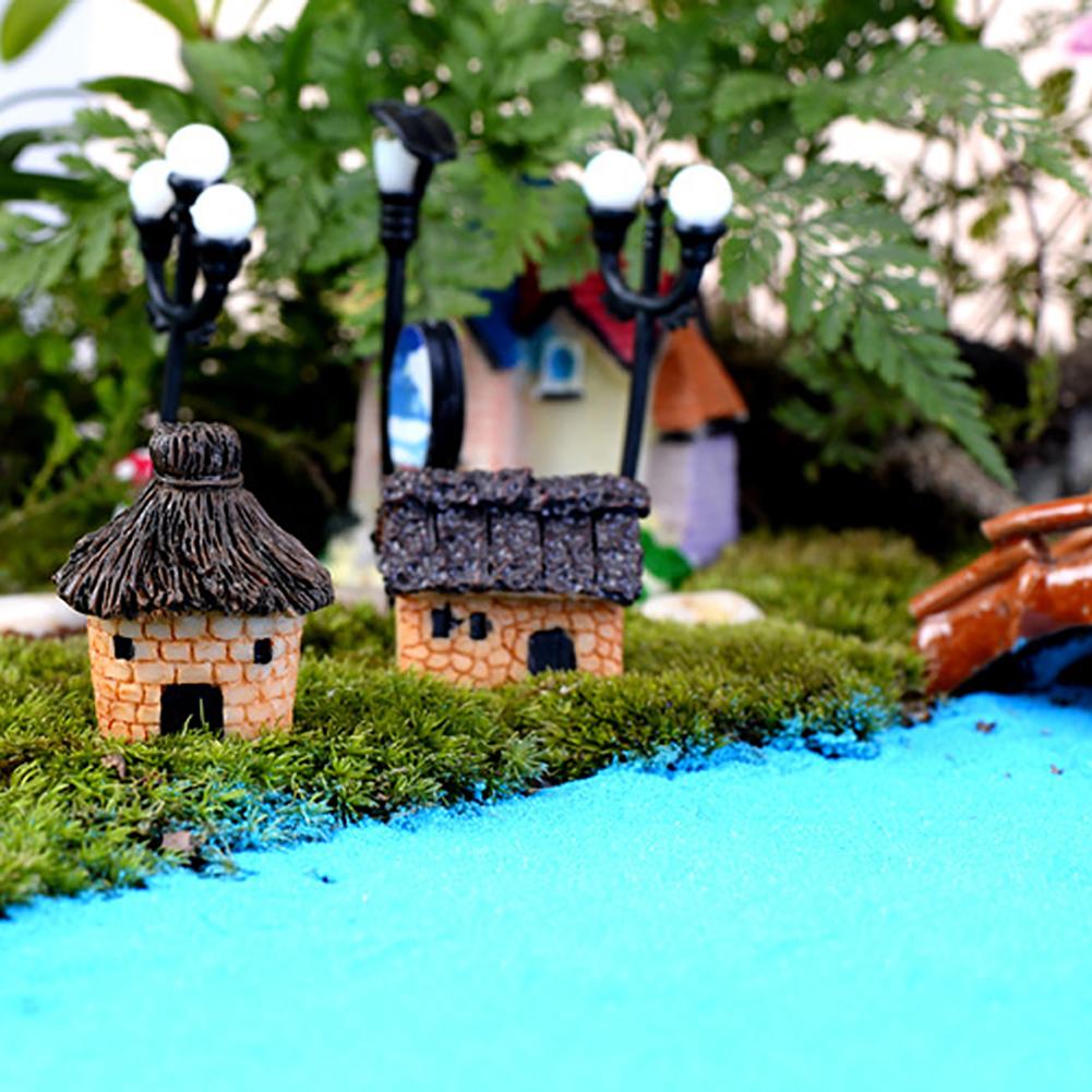 Micro Landscape Thatched Cottage House Creative Crafts Zakka Style Resin Miniature Garden Figurine