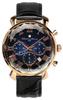 Watch Multifaceted Glass Chronograph Leather Strap Gradient Green Blue Black [Salvatore Mara] Men's SM19104-PGBLBK