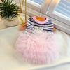 Breathable Dog Tulle Dress Striped Knit Puppy Clothing New Summer Dog Vest  For Small Dogs