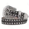 Винтажный сверкающий панк-ремень со стразами и высококачественной пряжкой-штифтом