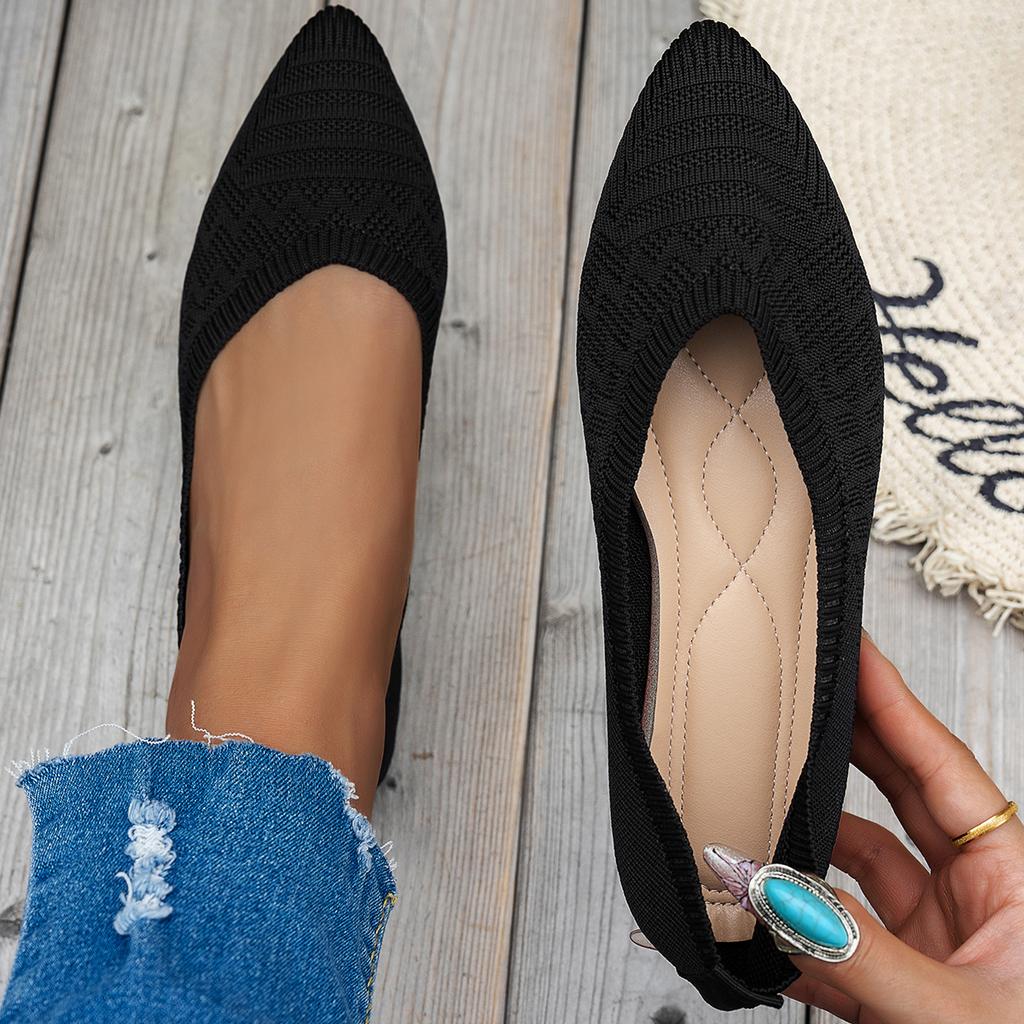 Fashion New Women Flats Pointed Toe Shoes Office Boat Solid Color Knitted Slip On Loafers Casual Ballet Sneakers Women Zapatos De Mujer