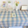 INS Plaid Table Cloth Japanese Fresh Checkered Tablecloth Bedroom Dormitory Dressing Table Mat Rectangular Desk Decor