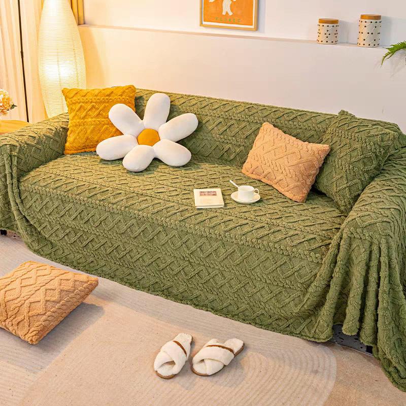 Чехол для дивана с защитой от кошек, тканевое полотенце, осенне-зимний плюшевый противоскользящий чехол для песка, универсальное универсальное одеяло для дивана, полное покрытие