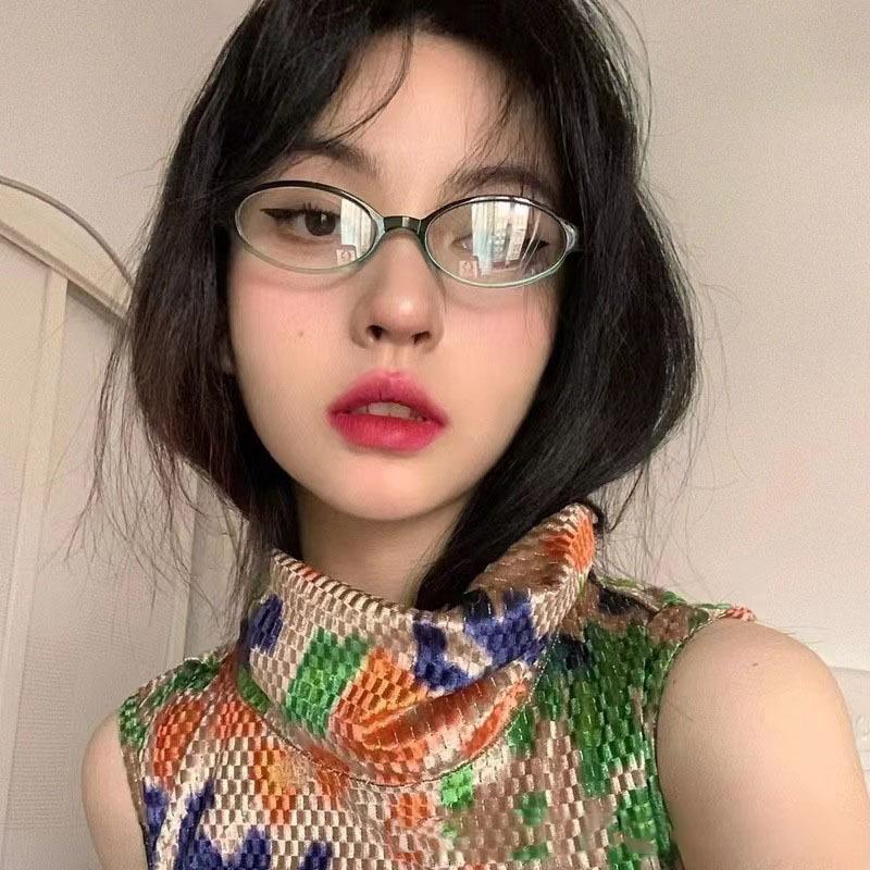 Ретро маленькая оправа для очков для девочек стиль ретро овальные очки женские очки декоративные компьютерные анти-синие очки