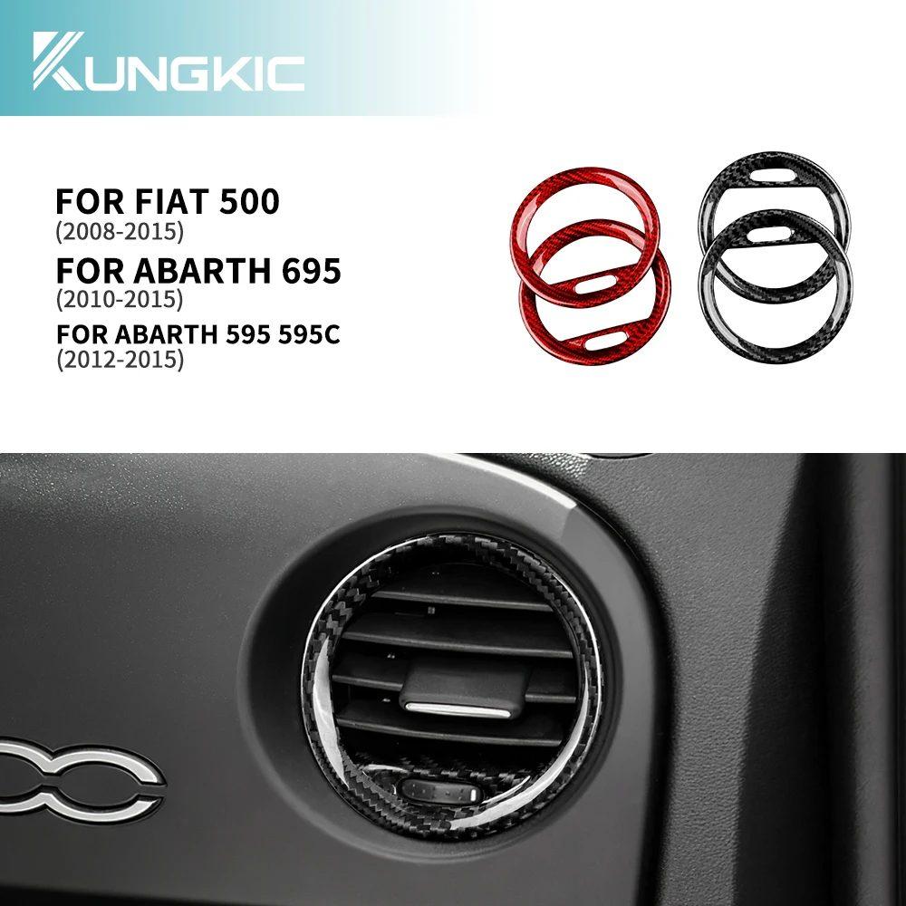 Real Hard Carbon Fiber Cover For Fiat 500 2008-2015 Abarth 595 2012-2015 Abarth 695 2010-2015 Car Inner Air Vent Frame Sticker