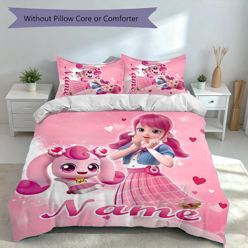 3pcs Custom Name Catch! Teenieping Set,Includes 1 Duvet Cover and 2 Pillowcases,All-season Bedroom Decor