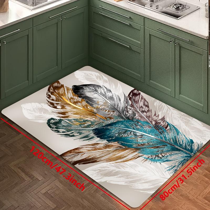 1 шт. роскошный красочный напольный коврик с рисунком перьев, мягкий противообрастающий противоскользящий водонепроницаемый коврик, для гостиной, кухни, спальни, прачечной
