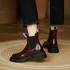 Мода 2025 Новые Осенние Женские Ботинки Круглый Носок Толстый Каблук Женская Обувь Мотоциклетные Ботинки Платформа Черные Ботильоны Современная Обувь на Платформе