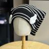 New Autumn and Winter Striped Patch Letter Scarf Shawl One Piece Knitted Hat Women's Warm and Interesting Pullover Hat Trend
