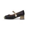 Single Shoes Women's New Summer Comfortable Medium Heel Mary Jane Shoes Soft Sole Soft Surface Thick Heel with Skirt