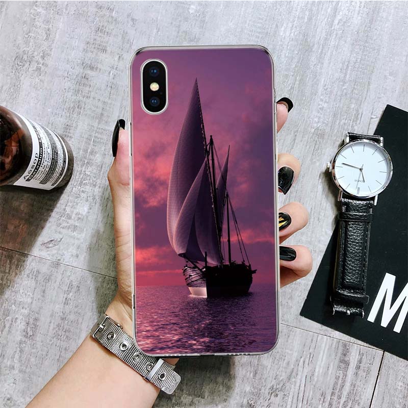 Чехол для телефона с парусником для iPhone 17 Air 16 15 Plus 11 14 Pro Max 13 Mini 12 7 8 + SE Художественный узор Индивидуальная крышка 17 Air 16 15