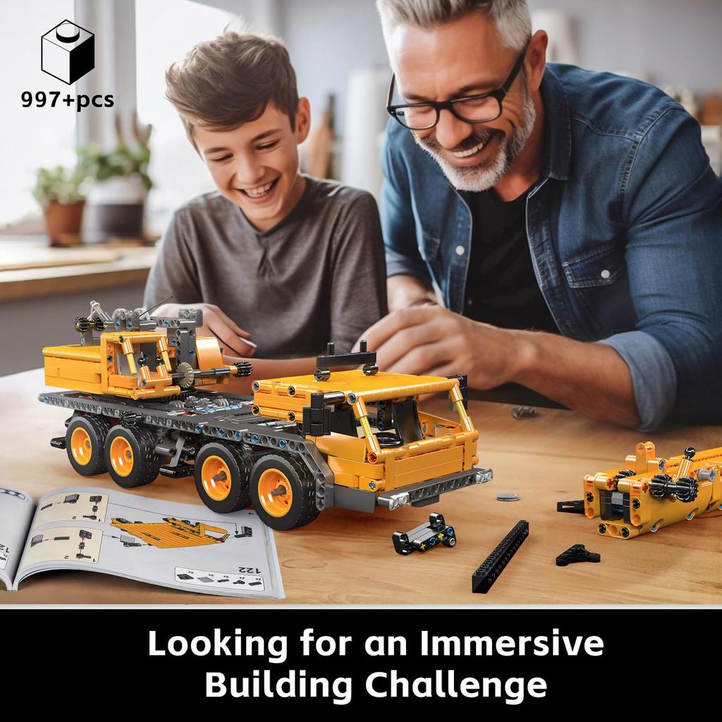 Mold King 17058 технология автомобильный кран строительные блоки 997 штук MOC тяжелый кран технология строительные блоки кран зажим выставочная модель