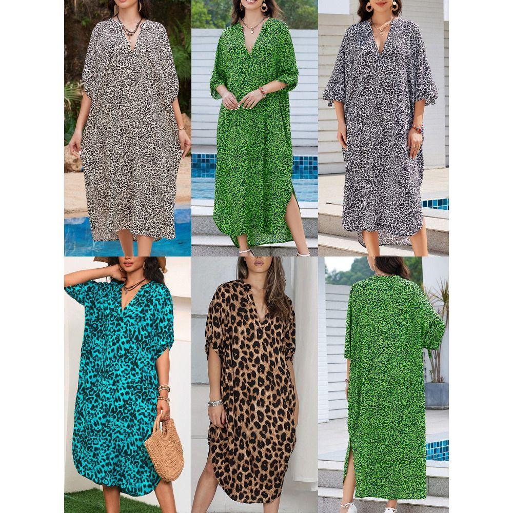 Loose Summer Sunscreen Smock V-Neck Beachwear Shirt Fashion Bikini Cover-Ups  for Women