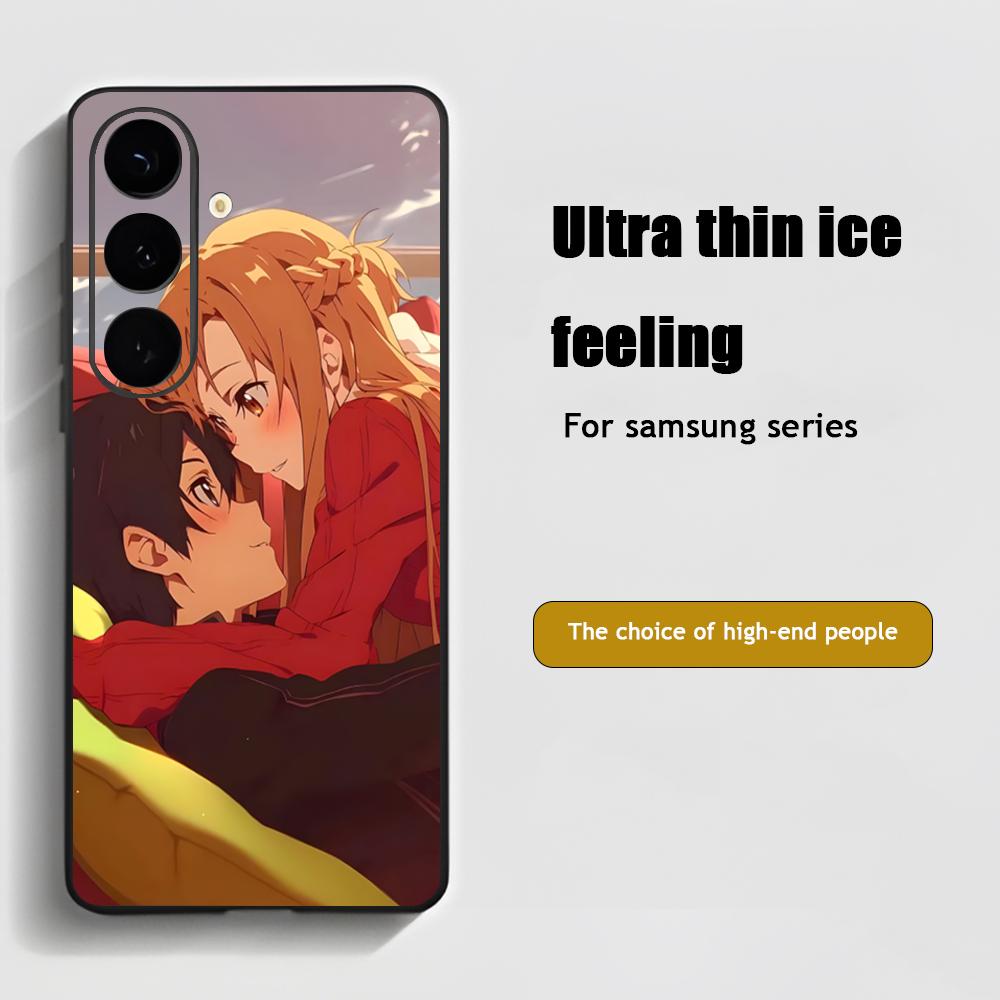 Крутой чехол для телефона Sword Art Online в стиле аниме для Samsung Galaxy S25 S24 S23 S22 S21 S20 Plus Ultra Note20 Мягкий черный